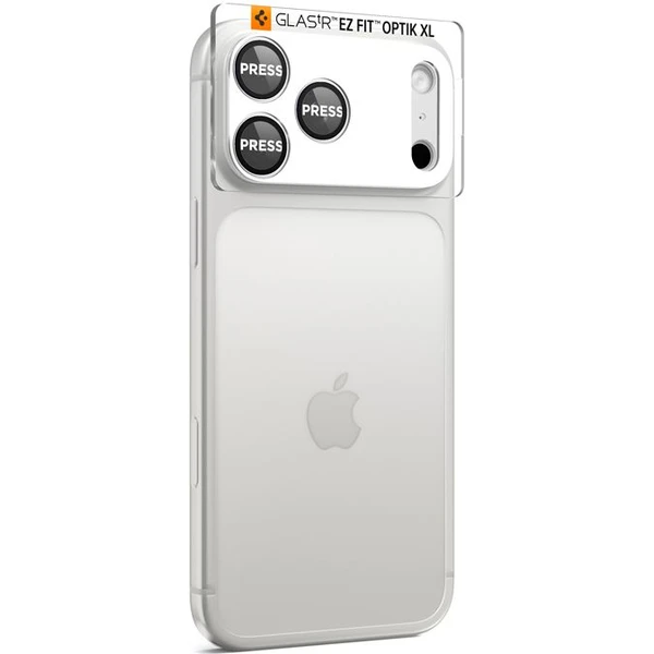 Spigen Glass TR EZ Fit Optik Pro XL sklo na fotoaparát iPhone 17 Pro Max strieborné - Ochranné fólie a sklo - Obrázok c6721fef52324b87bfd8cf51edc5c29f