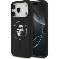 Karl Lagerfeld Liquid Silicone Karl a Choupette MagSafe kryt iPhone 17 Pro Max čierny - Puzdra