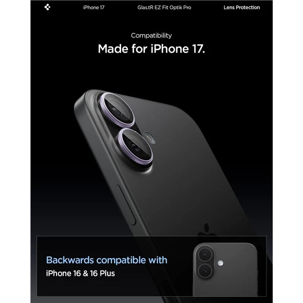Spigen Glass TR EZ Fit Optik Pro skla iPhone 17 purple (2 ks) - Ochranné fólie a sklo - Obrázok c6d1facd4a004d9190b2f9f4a490e78e