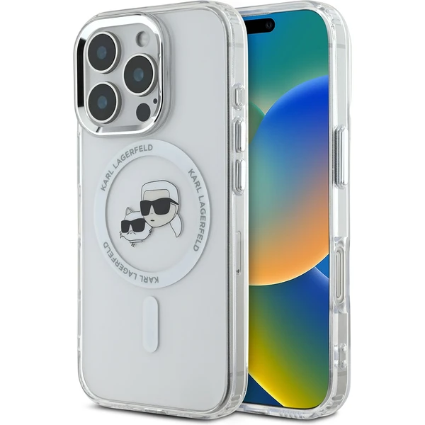 Karl Lagerfeld IML K&CH Heads Metal Frame MagSafe kryt pre iPhone 16 Pre Max číry - Puzdra - Hlavný obrázok