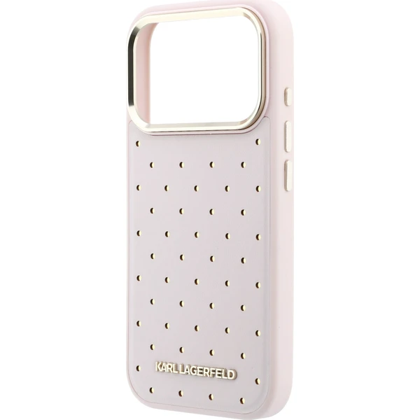 Karl Lagerfeld PU Perforated Gold Dots MagSafe Zadný Kryt pre iPhone 17 Pro Pink - Puzdra - Obrázok c6d35d947bd046028594adbdabaf7334