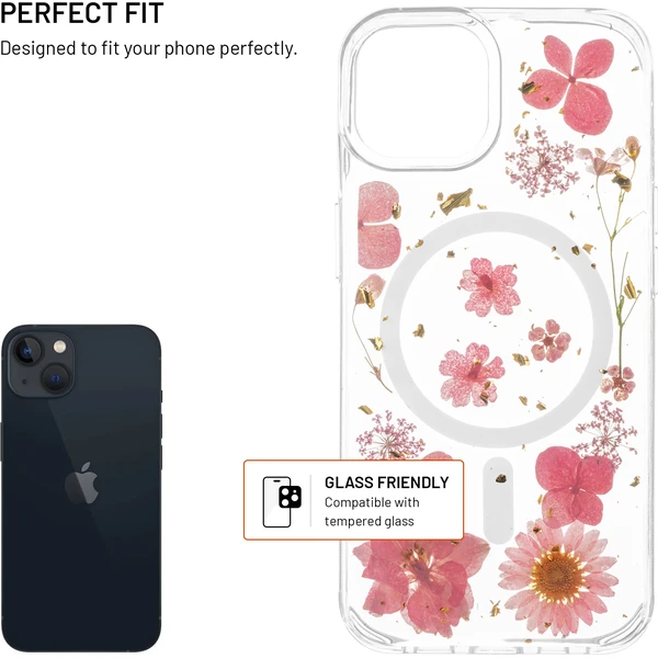 Zadný kryt FIXED MagBloom s podporou MagSafe pre Apple iPhone 13, Pink Blossom - Puzdra - Hlavný obrázok