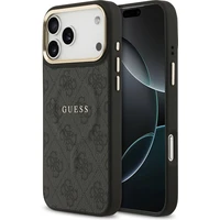 Guess PU Leather 4G Gold Frame MagSafe kryt iPhone 17 Pro Max čierny - Puzdra