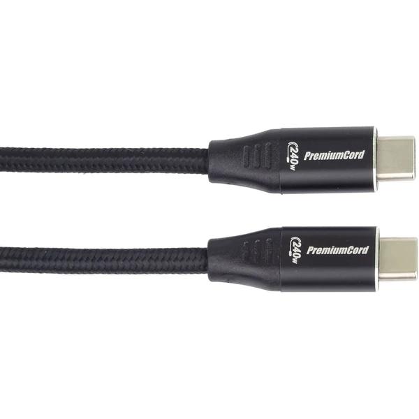 PremiumCord USB-C/USB-C napájací kábel 240W 0,5m čierny - Káble a redukcie - Hlavný obrázok