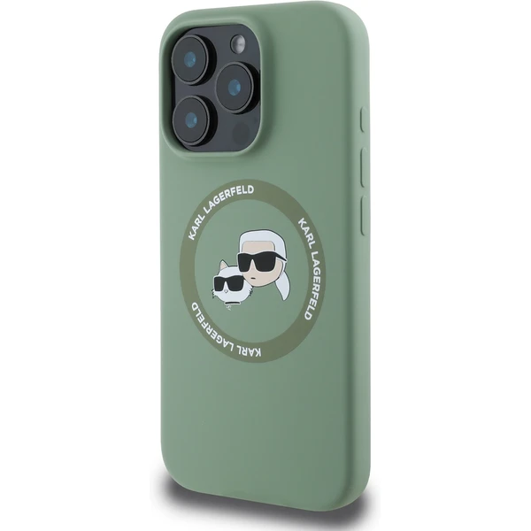 Karl Lagerfeld Liquid Silicone K&CH Heads MagSafe kryt iPhone 16 Pro zelený - Puzdra - Obrázok c70f9562d8014bd1a99bb1e703644696