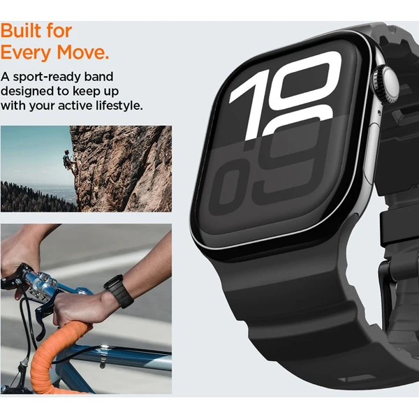 Spigen Silikónový remienok Apple Watch 49/46/45/44mm čierny - Remienky - Obrázok c731482f7a9140f3b825d925ac6a04c3