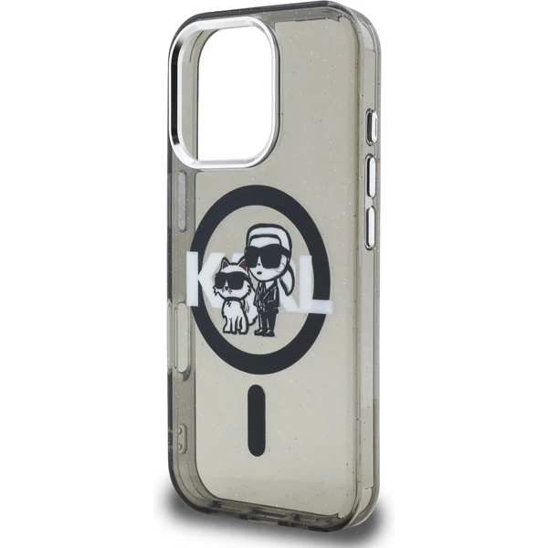 Karl Lagerfeld IML Glitter Karl and Choupette Sketch MagSafe kryt iPhone 16 Pre čierny - Puzdra - Obrázok c792b42aaaac4035a948a70c8807fe00