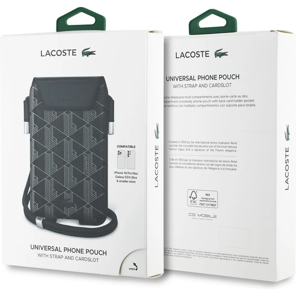 Lacoste PVC Blend Monogram vrecko na telefón XL čierna - Puzdra - Obrázok c7b2a27bc8e64f1289c2562945fd10b8