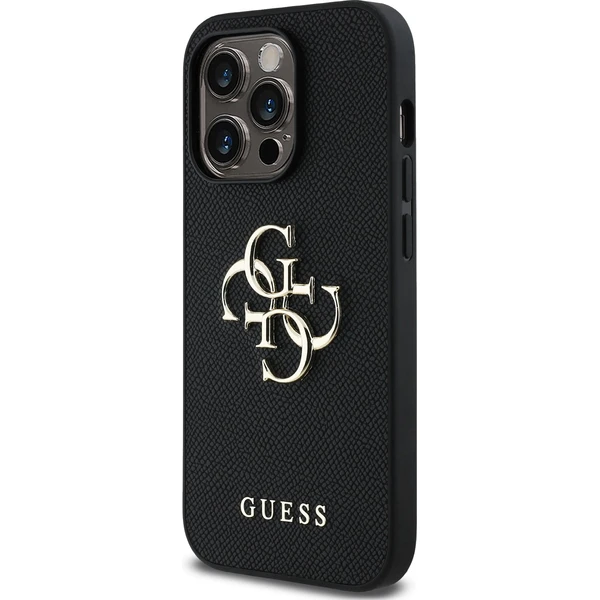 Guess PU Grained 4G Metal Logo kryt iPhone 14 Pre čierny - Puzdra - Obrázok c7f3c9d7530e429a82927606a7310fe2