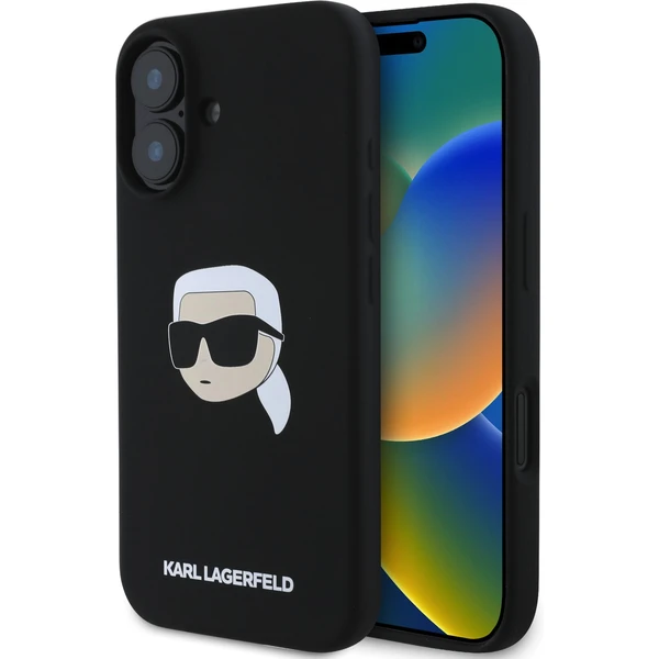 Karl Lagerfeld Liquid Silicone Karl Head MagSafe kryt iPhone 16 čierny - Puzdra - Hlavný obrázok