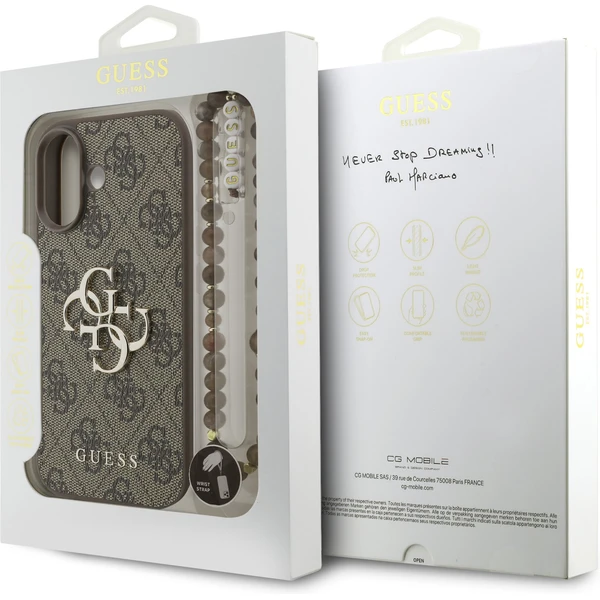 Guess PU 4G Metal Logo Strap kryt iPhone 17 hnedý - Puzdra - Obrázok c80992249e1d4f76bf3d8034a3cef974