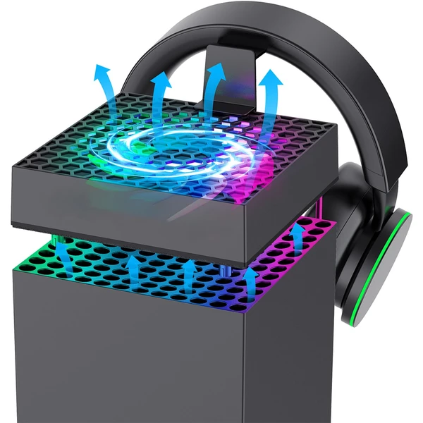 iPega XBX024S Multifunkčný Nabíjací RGB Stojan s Chladením pre Xbox Series X - Nabíjačky - Obrázok c816c83b64b0449b9839c7e88ff890b6