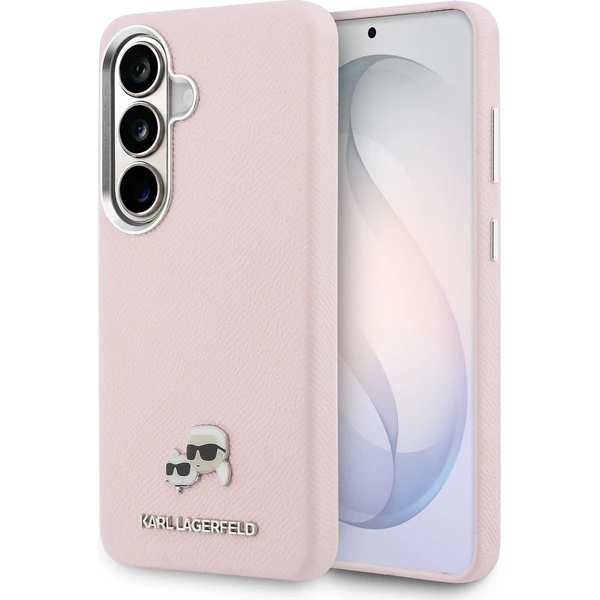 Karl Lagerfeld Grained PU kožený kryt K&CH Heads Magnetic pre Samsung Galaxy S26+ ružový - Puzdra - Hlavný obrázok