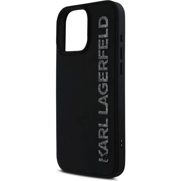 Karl Lagerfeld 3D Rubber Glitter Logo kryt iPhone 16 Pre čierny - Puzdra - Obrázok c85afe5fa31646cb85d1620ebdad17f1