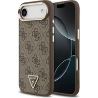 Guess PU Leather 4G Triangle Logo Gold Frame MagSafe kryt iPhone Air hnedý - Puzdra