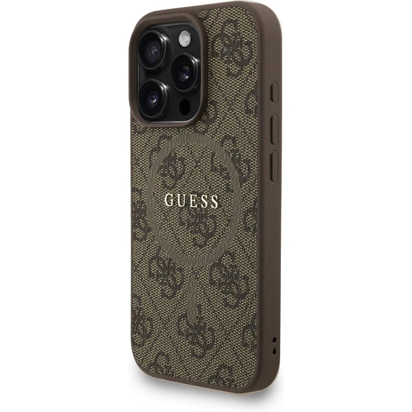 Guess PU Leather 4G Colored Ring Strap MagSafe kryt iPhone 16 Pre hnedý - Puzdra - Obrázok c88ab8446250456da221124c9977ab63