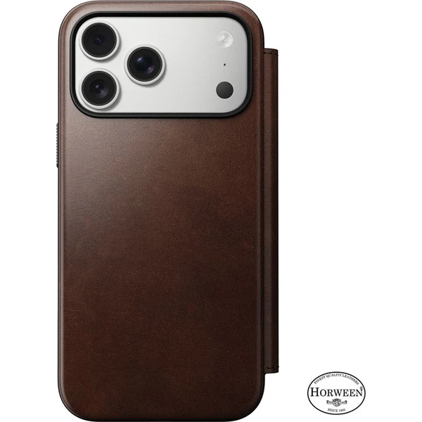 Nomad Modern Leather Folio (Horween) MagSafe kožené púzdro iPhone 17 Pro Max Rustic Brown - Puzdra - Obrázok c894858347044650ab24a3716af1b589