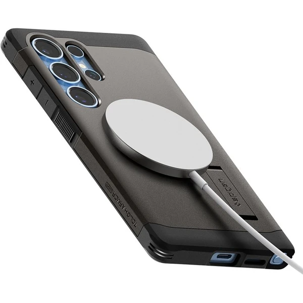 Spigen Tough Armor MagSafe kryt Samsung Galaxy S25 Ultra tmavo šedý - Puzdra - Obrázok c8a4bf70e9174382b2c87f9216efe427