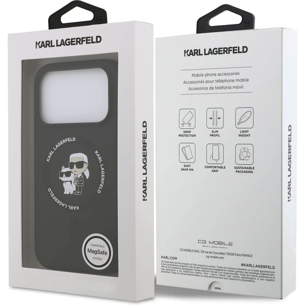 Karl Lagerfeld Liquid Silicone Karl a Choupette MagSafe kryt iPhone 17 Pro Max čierny - Puzdra - Obrázok c913b7d1ada444ca89c20be50503bf69