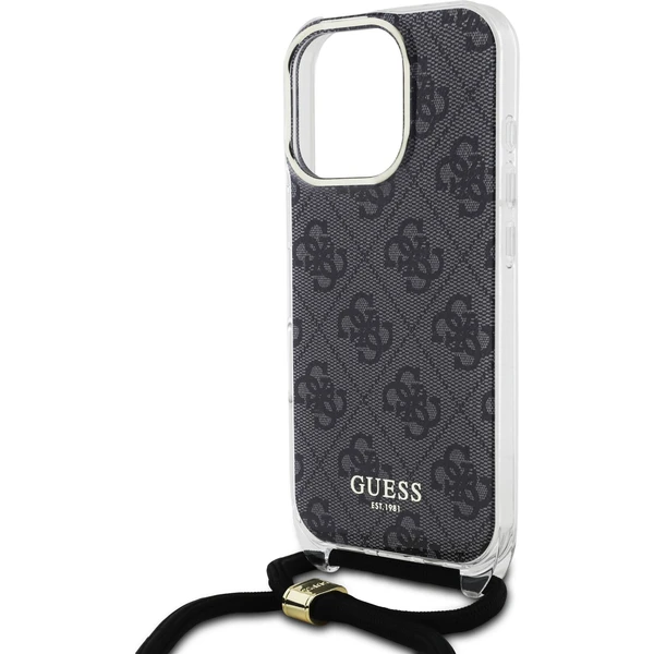 Guess IML 4G Printed Crossbody Popruh kryt iPhone 16 Pre čierny - Puzdra - Obrázok c92bb2040c6148afbf8c2db7b9ec170c