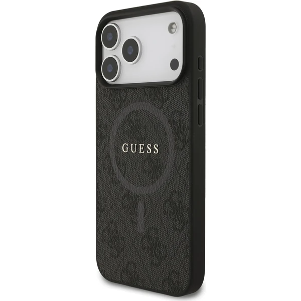 Guess PU Leather 4G Colored Ring MagSafe Zadný Kryt pre iPhone 17 Pro Max čierny - Puzdra - Obrázok c93c8d0bf904480b95b0bfb0b6ce4f22