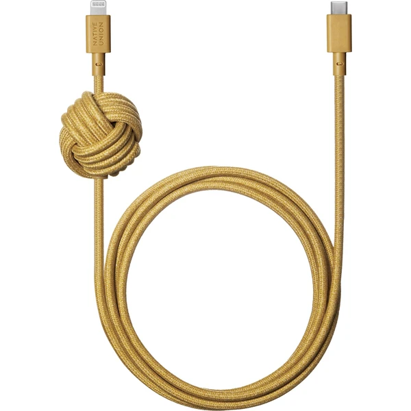 Native Union Night Cable USB-C/Lightning kábel 3m, 20W horčicový - Káble a redukcie - Hlavný obrázok