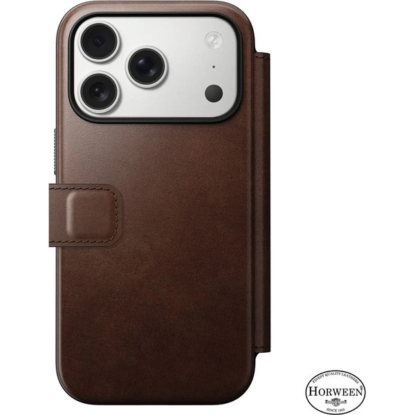 Nomad Modern Leather Folio (Horween) MagSafe kožené púzdro iPhone 17 Pro Rustic Brown - Puzdra - Obrázok c94f4553f6384931980e41564ede5d69