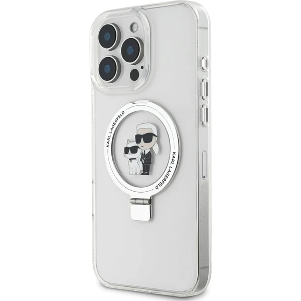 Karl Lagerfeld Ringstand Karl and Choupette MagSafe kryt pre iPhone 16 Pro Max biely - Puzdra - Obrázok c96d1e711eb845569c67a825dd26ab77