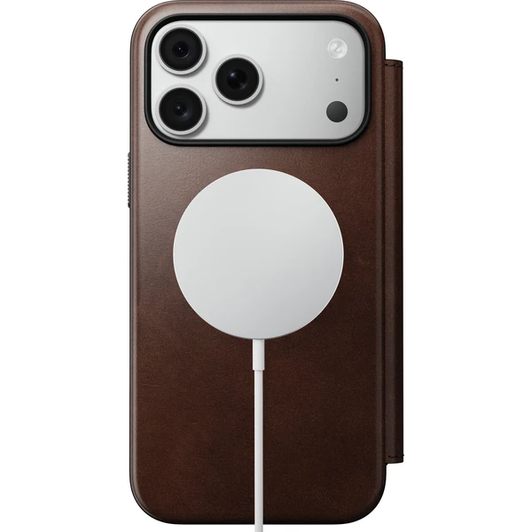 Nomad Modern Leather Folio (Horween) MagSafe kožené puzdro iPhone 17 Pro Max/18 Pro Max Rustic Brow - Puzdra - Obrázok c97b3f8d2364441e9641a234eff1eb2a