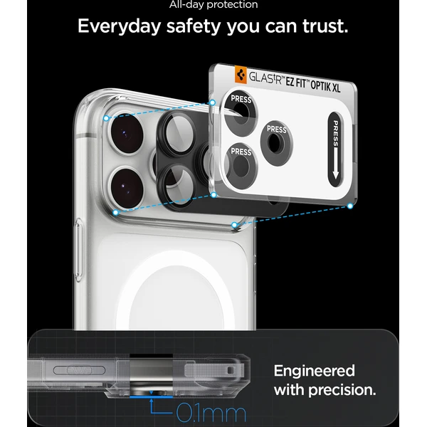 Spigen Glass tR EZ Fit Optik Pro XL 1 Pack sklo na fotoaparát iPhone 18 Pro tmavo šedé - Ochranné fólie a sklo - Obrázok c99a5e5e7213488891bebc475824bcc7