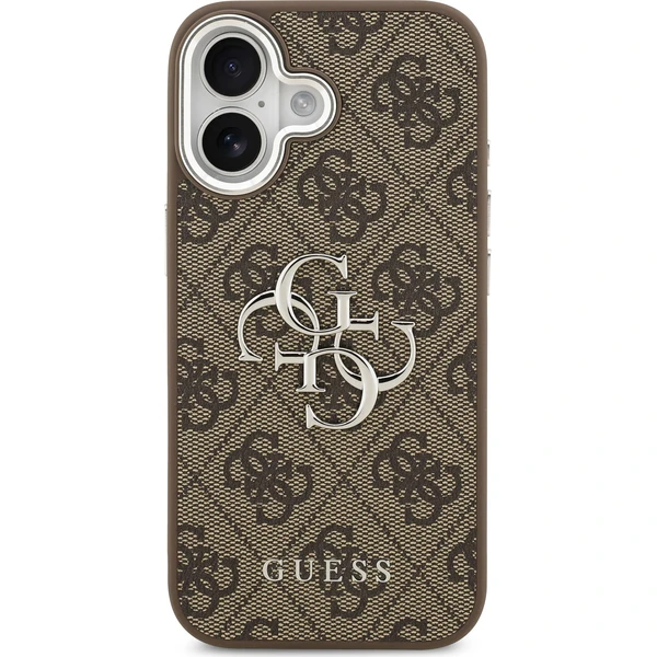 Guess PU 4G Kovové Logo kryt iPhone 17 strieborný/hnedý - Puzdra - Obrázok c9ab05d72e6743b0b106e8493d7a4d6c