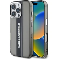 Karl Lagerfeld IML Stripe Logo kryt iPhone 16 Pro Max čierny - Puzdra