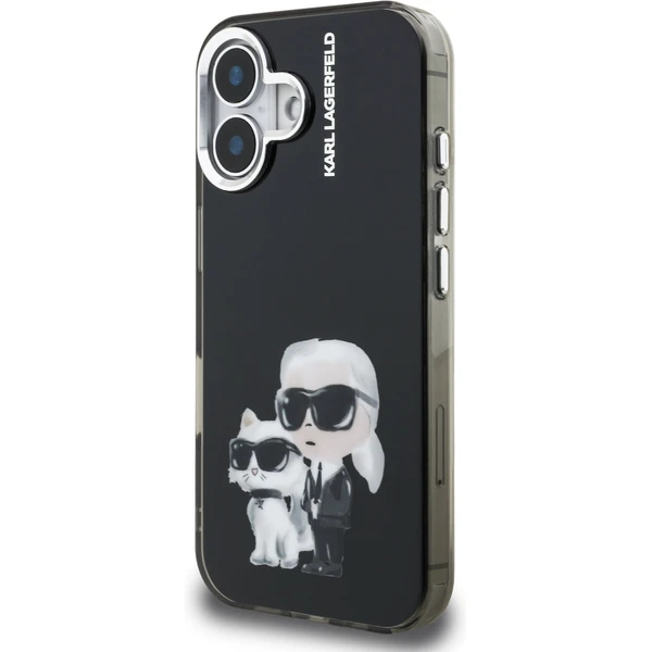 Karl Lagerfeld IML Aquarelle Karl and Choupette kryt iPhone 16 čierny - Puzdra - Obrázok ca9afc9b86914bf796df34ecfb38963a