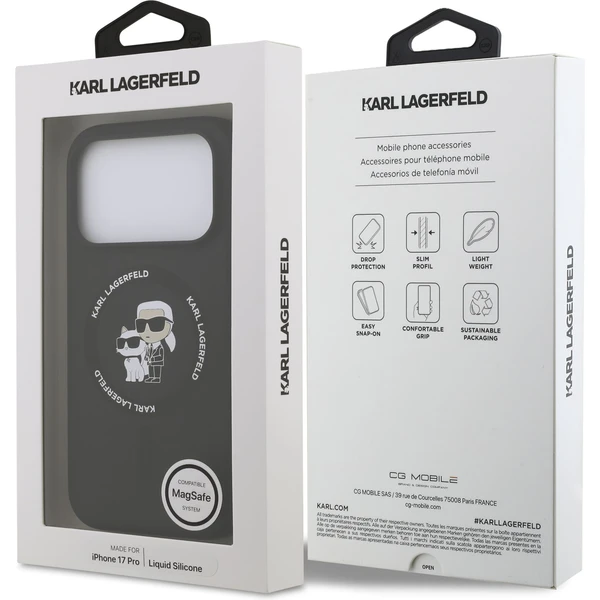 Karl Lagerfeld Liquid Silicone Karl a Choupette MagSafe kryt iPhone 17 Pro čierny - Puzdra - Obrázok caf27f2772b040058ec91a54d59b9ffb