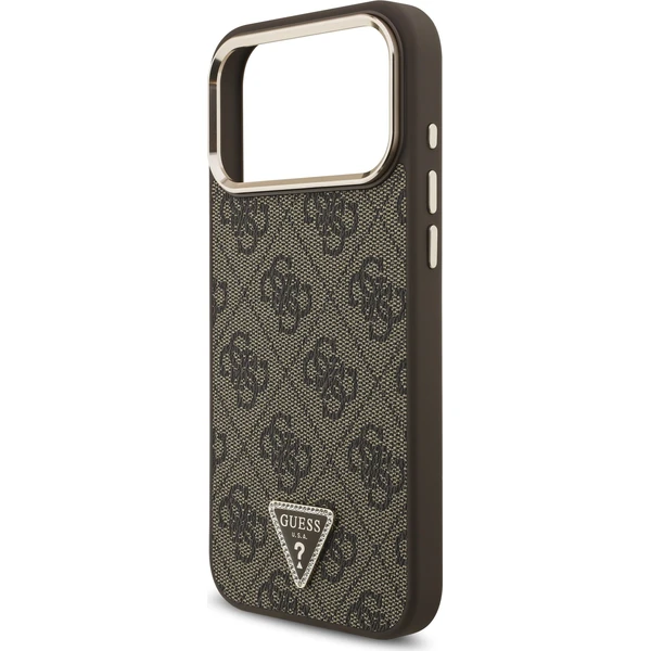 Guess PU Leather 4G Strass Triangle Logo Gold Frame MagSafe Zadný kryt pre iPhone 18 Pro Max Brown - Puzdra - Obrázok cb07c7db5696455db8d91c4d4fa5a247