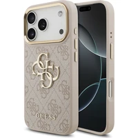 Guess PU Leather 4G Metal Logo Gold Frame kryt iPhone 18 Pro ružový - Puzdra