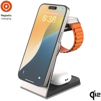 FIXED MagPowerstation Alu 2 nabíjací stojan s Qi2/MagSafe (15W) titánový - Nabíjačky