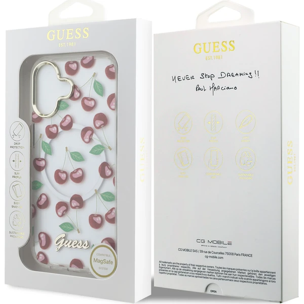 Guess IML Glitter Cherry MagSafe kryt iPhone 17 - Puzdra - Obrázok cb810548aabc404bbe179131765e90ab