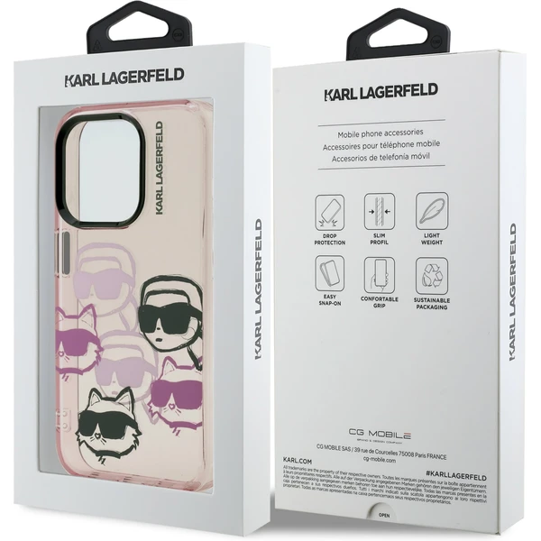 Karl Lagerfeld IML Multi K&CH Heads kryt iPhone 15 Pro ružový - Puzdra - Obrázok cb95698c97cd497da127286abb0971ce