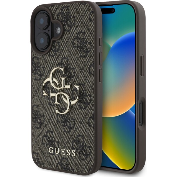 E-shop Guess PU 4G Metal Logo kryt pre iPhone 16 hnedý