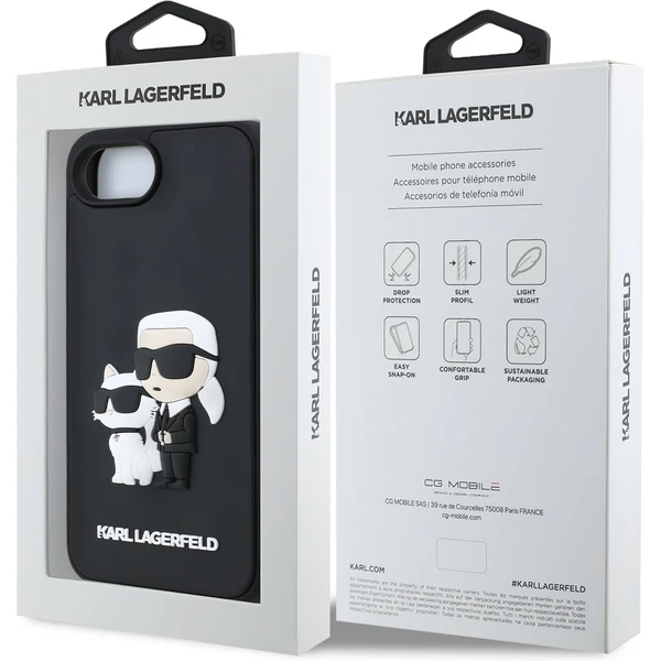 Karl Lagerfeld 3D Rubber Karl a Choupette kryt iPhone 17e/16e čierny - Puzdra - Obrázok cbbacb396c3546c998b560865be49f42