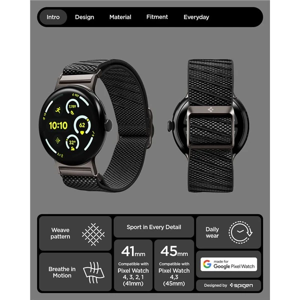 Spigen Lite Fit X Band remienok Google Pixel Watch 4/3/2/1 (41mm) čierny - Remienky - Obrázok cbc5c86047fa4f68b276e1da9f8573ad