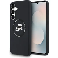 Karl Lagerfeld Liquid Silicone K&CH Heads MagSafe Zadný Kryt pre Samsung Galaxy S25 FE čierny - Puzdra