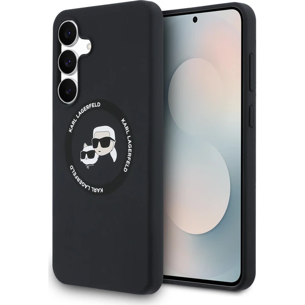 Karl Lagerfeld Liquid Silicone K&CH Heads MagSafe Zadný Kryt pre Samsung Galaxy S25 FE čierny - Puzdra - Hlavný obrázok