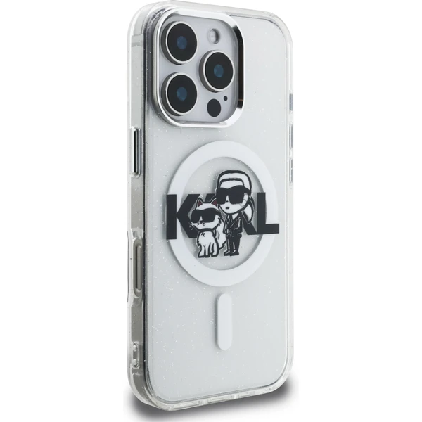 Karl Lagerfeld IML Glitter Karl and Choupette Sketch MagSafe kryt iPhone 16 Pre číry - Puzdra - Obrázok cbe2bc88239942f2a685031170487429