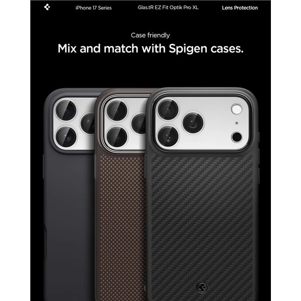 Spigen Glass TR EZ Fit Optik Pro XL sklo na fotoaparát iPhone 17 Pro strieborné - Ochranné fólie a sklo - Obrázok cc0499dd246e483bad8efeafad9c4a30