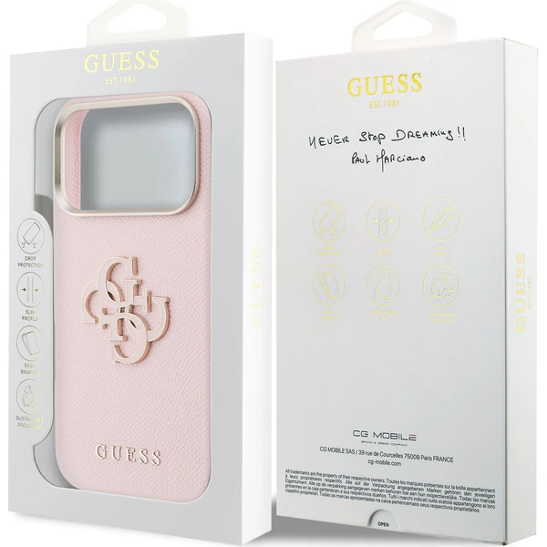 Guess PU Resin Logo kryt iPhone 17 Pro ružový - Puzdra - Obrázok cc1edb87079d4bb39f6bbc1e22f00b37