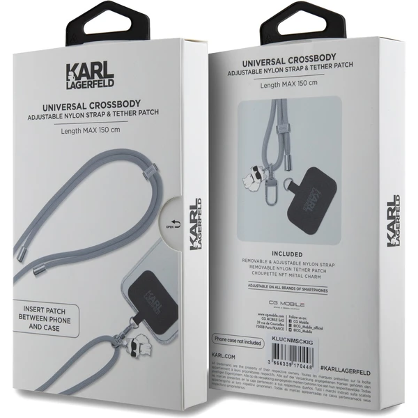 Karl Lagerfeld Universal Crossbody popruh Cord and Choupette Pins sivý - Popruhy a crossbody - Obrázok cc4f237ce35e492591af316a1d478f03