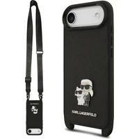 Karl Lagerfeld Saffiano Crossbody Popruh Metal Karl and Choupette kryt iPhone Air čierny - Puzdra