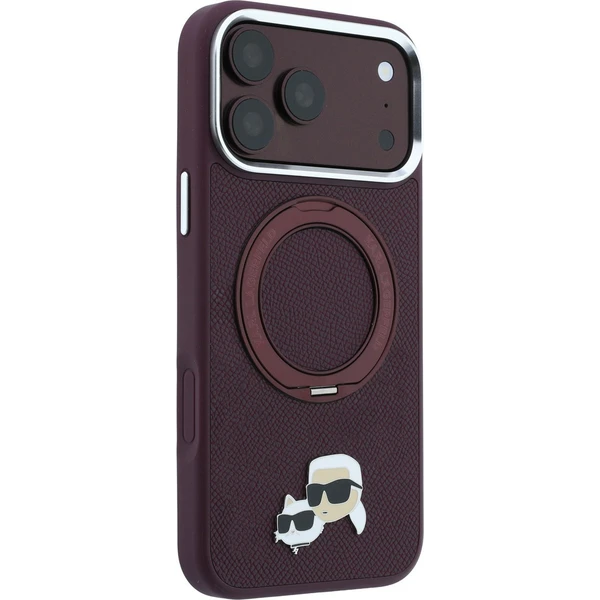 Karl Lagerfeld PU Grained K&CH Heads Ring Stand Magsafe kryt iPhone 18 Pro Max vínový - Puzdra - Obrázok ccdf96a74d7c4f78905d4849c4d672c1
